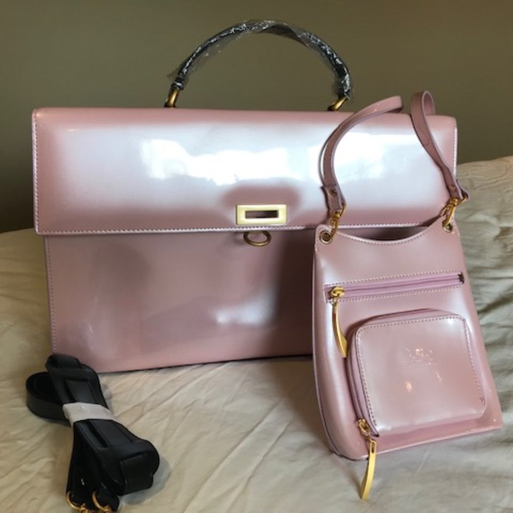 Stunning Pink Business Case/Purse with Matching Crossbody Satchel